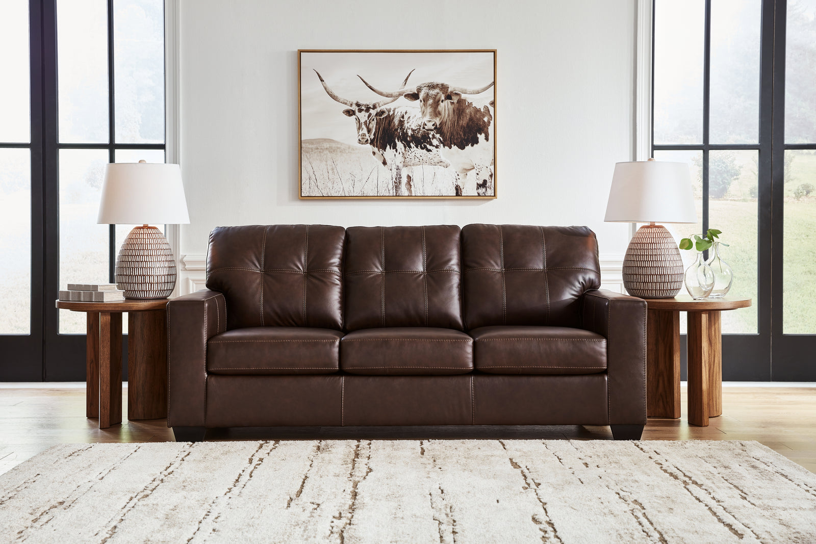 main view of Santorine Dark Brown Leather Sofa furniture