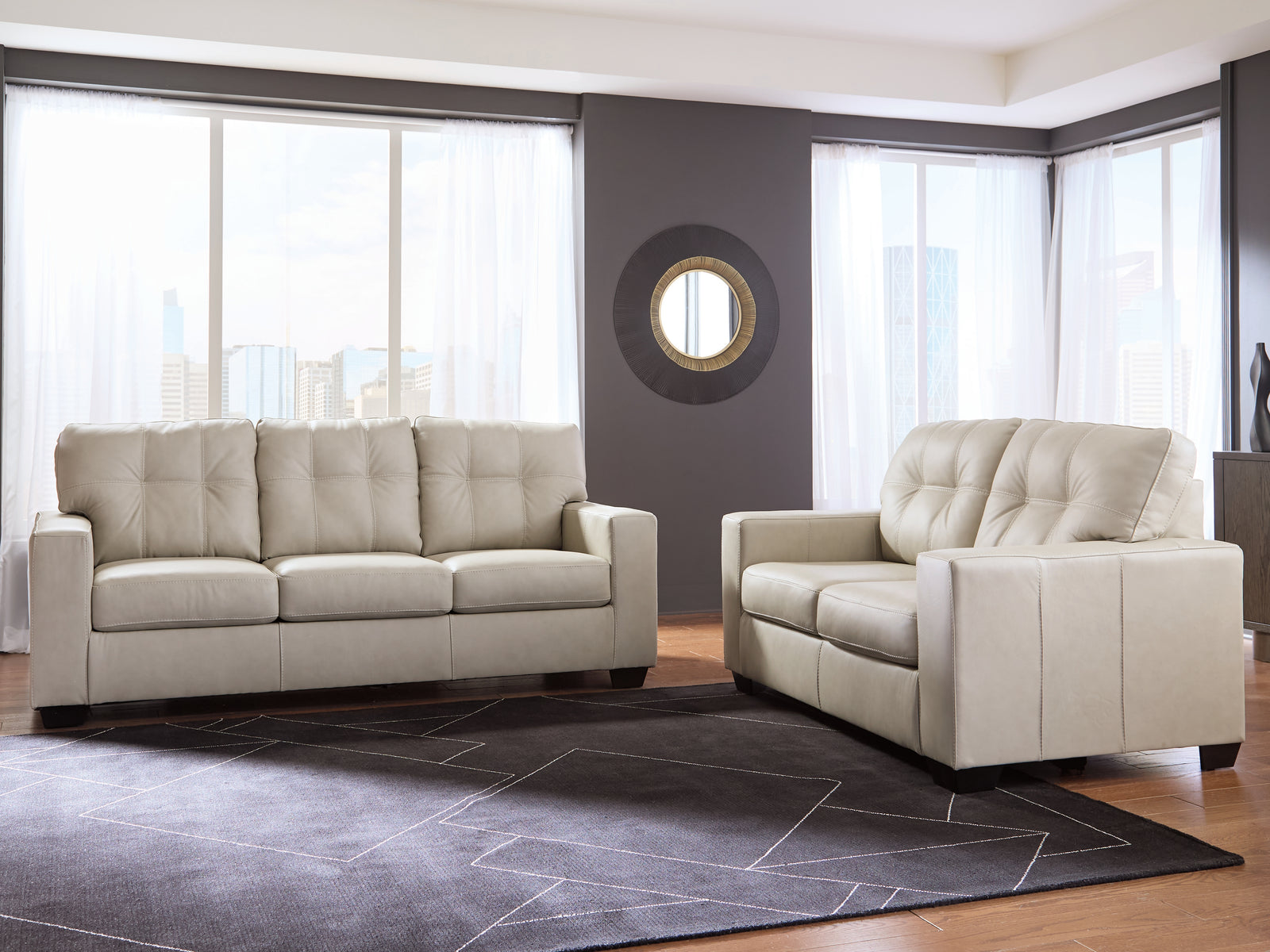 main view of Santorine Bone Sofa and Loveseat furniture