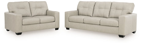Side view of Santorine Bone Sofa and Loveseat