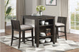 Daye dark brown fabric upholstered counter height dining set main view