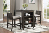 Daye dark brown fabric upholstered counter height dining set main view
