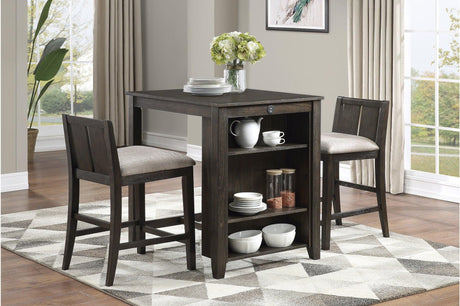 Daye dark brown fabric upholstered counter height dining set main view