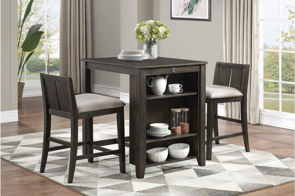Daye dark brown fabric upholstered counter height dining set main view