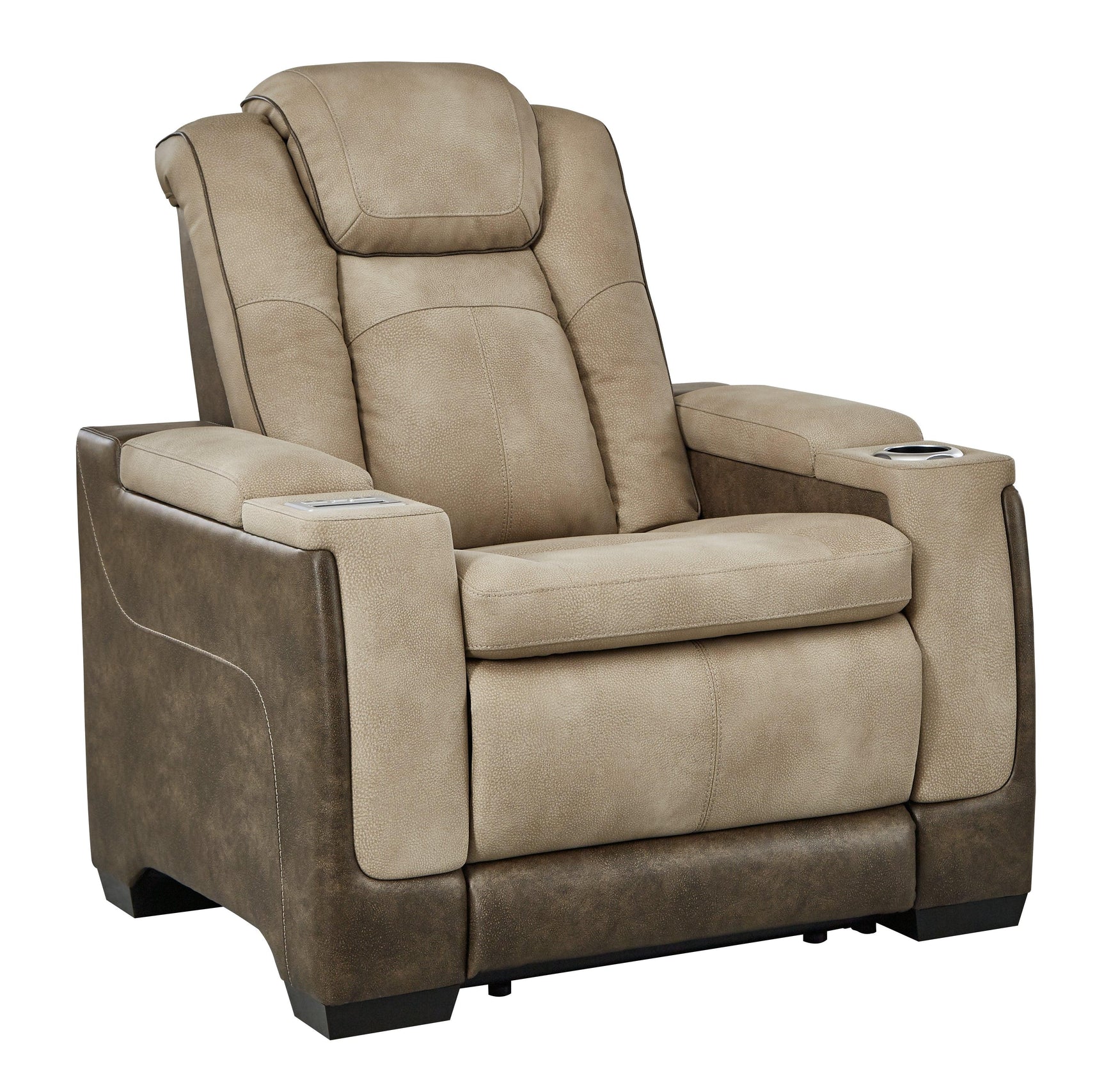Next-Gen Durapella Sand Faux Leather Power Recliner side angle
