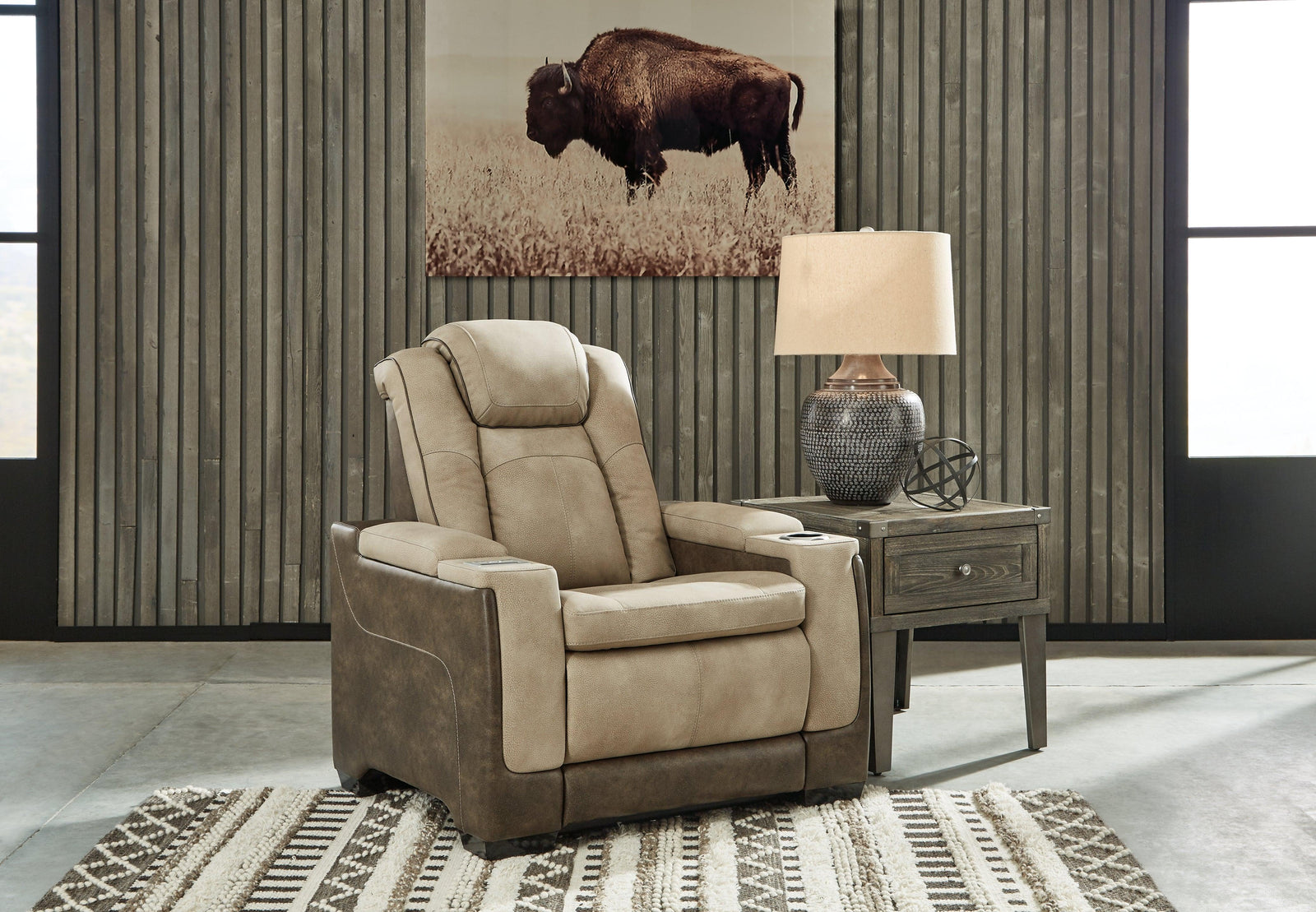 main view of Next-Gen Durapella Sand Faux Leather Power Recliner recliner
