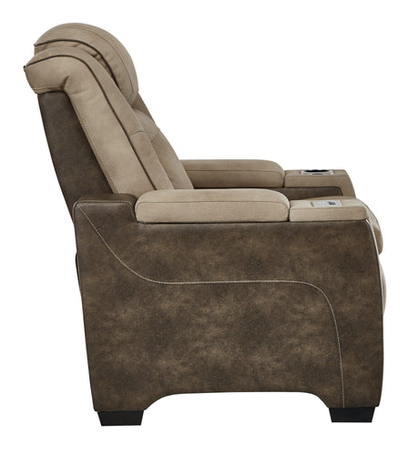 Next-Gen Durapella Sand Faux Leather Power Recliner main front angle