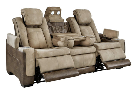 Next-Gen Durapella Sand Faux Leather Power Reclining Sofa side view
