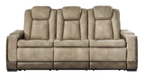 Next-Gen Durapella Sand Faux Leather Power Reclining Sofa head-on view
