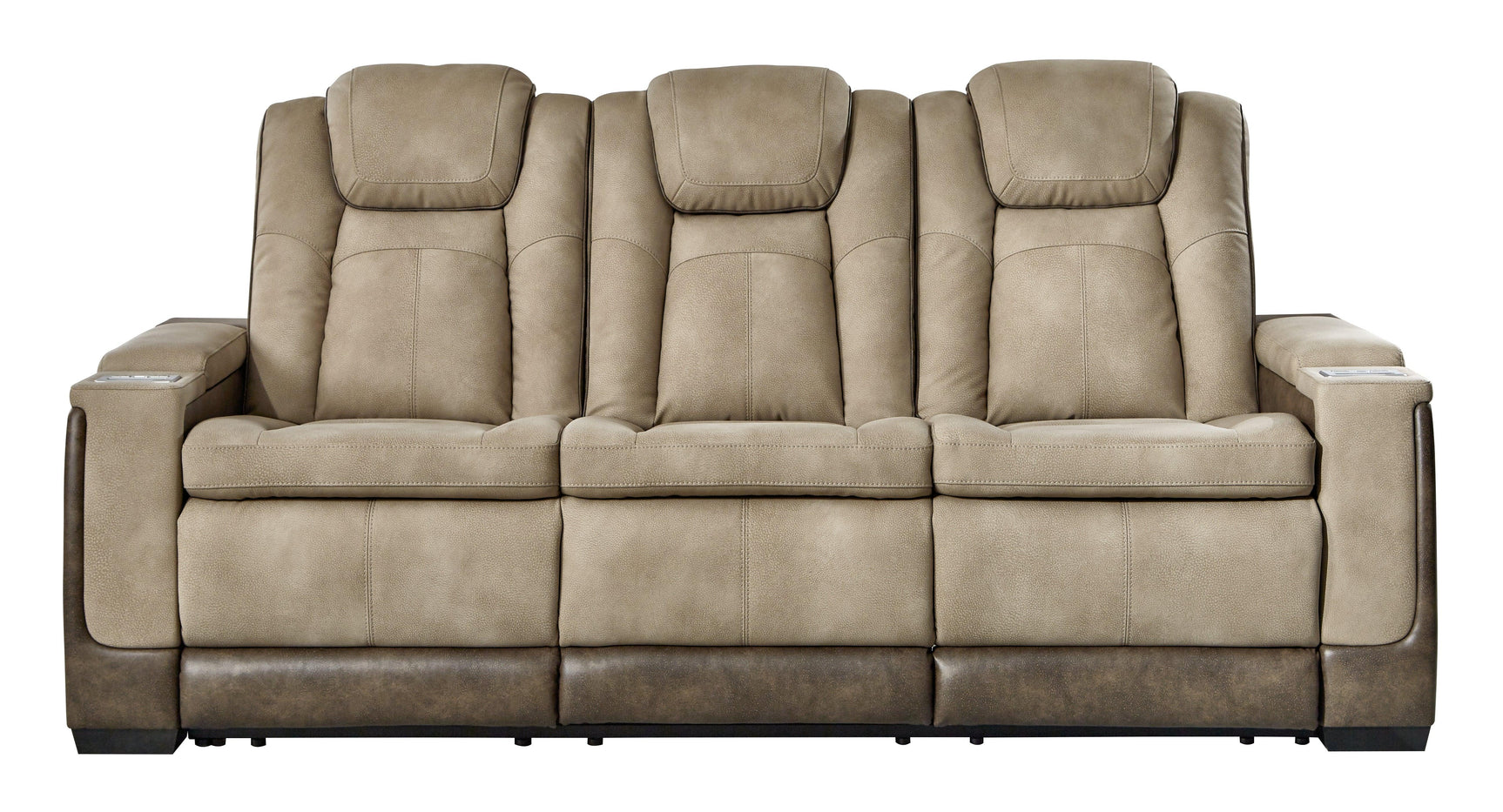 Next-Gen Durapella Sand Faux Leather Power Reclining Sofa head-on view