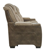 Next-Gen Durapella Sand Faux Leather Power Reclining Sofa side reclining