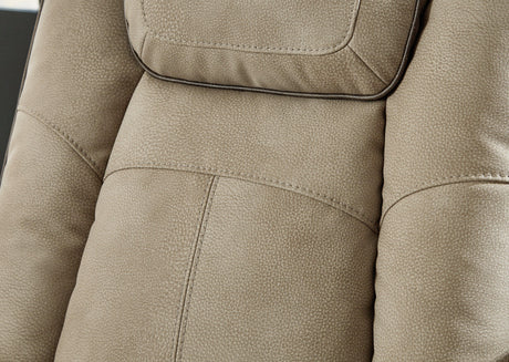 Next-Gen Durapella Sand Faux Leather Power Reclining Sofa stitching detail