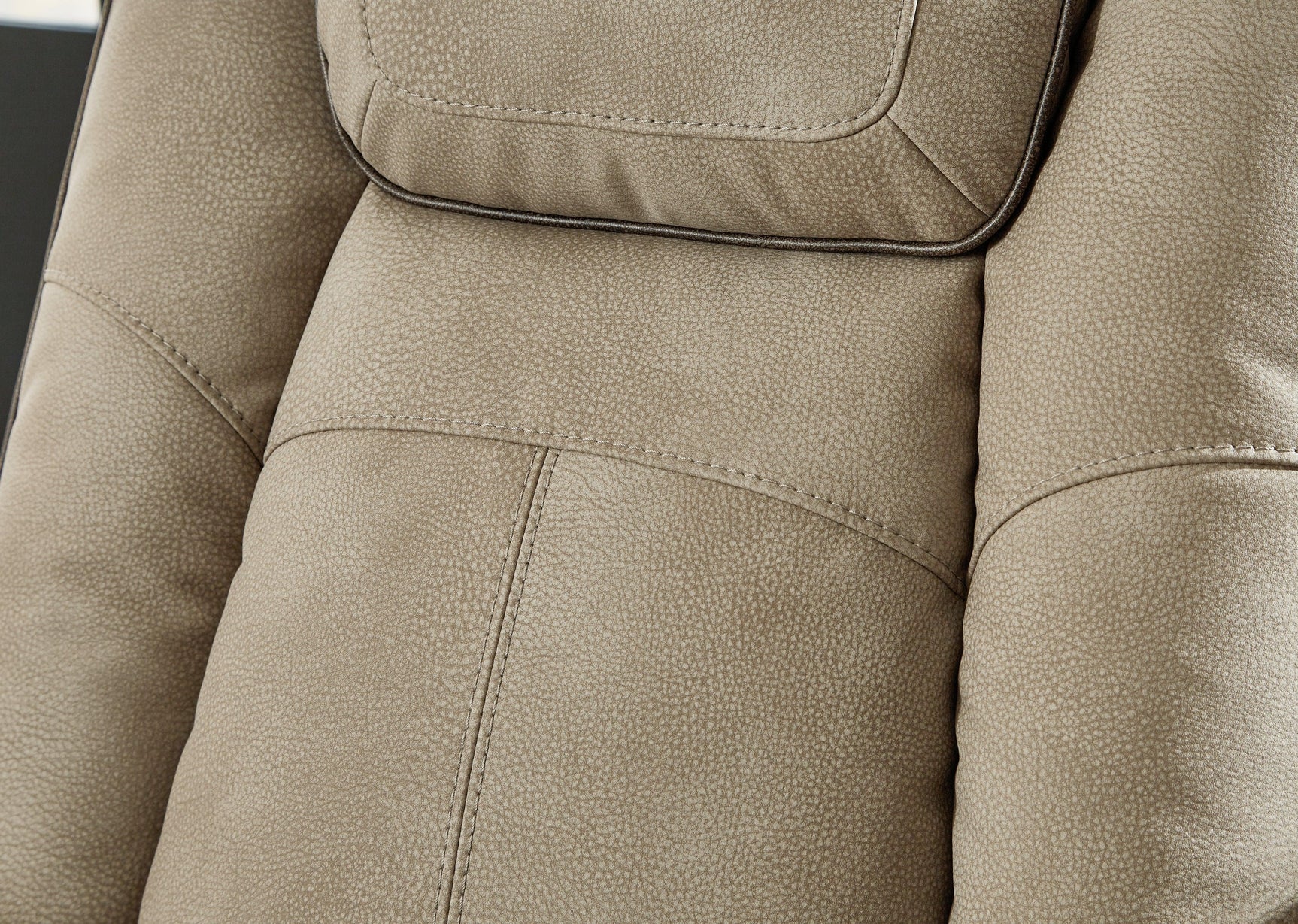Next-Gen Durapella Sand Faux Leather Power Recliner detailed stitching close-up