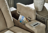Next-Gen Durapella Sand Faux Leather Power Recliner armrest storage compartment