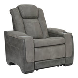 side view of Next-Gen Durapella Slate Faux Leather Power Recliner chair