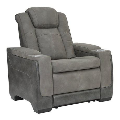 side view of Next-Gen Durapella Slate Faux Leather Power Recliner chair