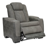 extended reclining view of Next-Gen Durapella Slate Faux Leather Power Recliner
