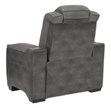 back view of Next-Gen Durapella Slate Faux Leather Power Recliner