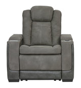 front head-on view of Next-Gen Durapella Slate Faux Leather Power Recliner