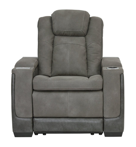 front head-on view of Next-Gen Durapella Slate Faux Leather Power Recliner