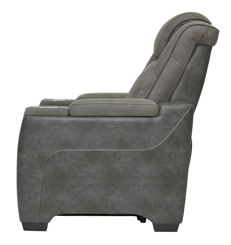 alternate side view of Next-Gen Durapella Slate Faux Leather Power Recliner