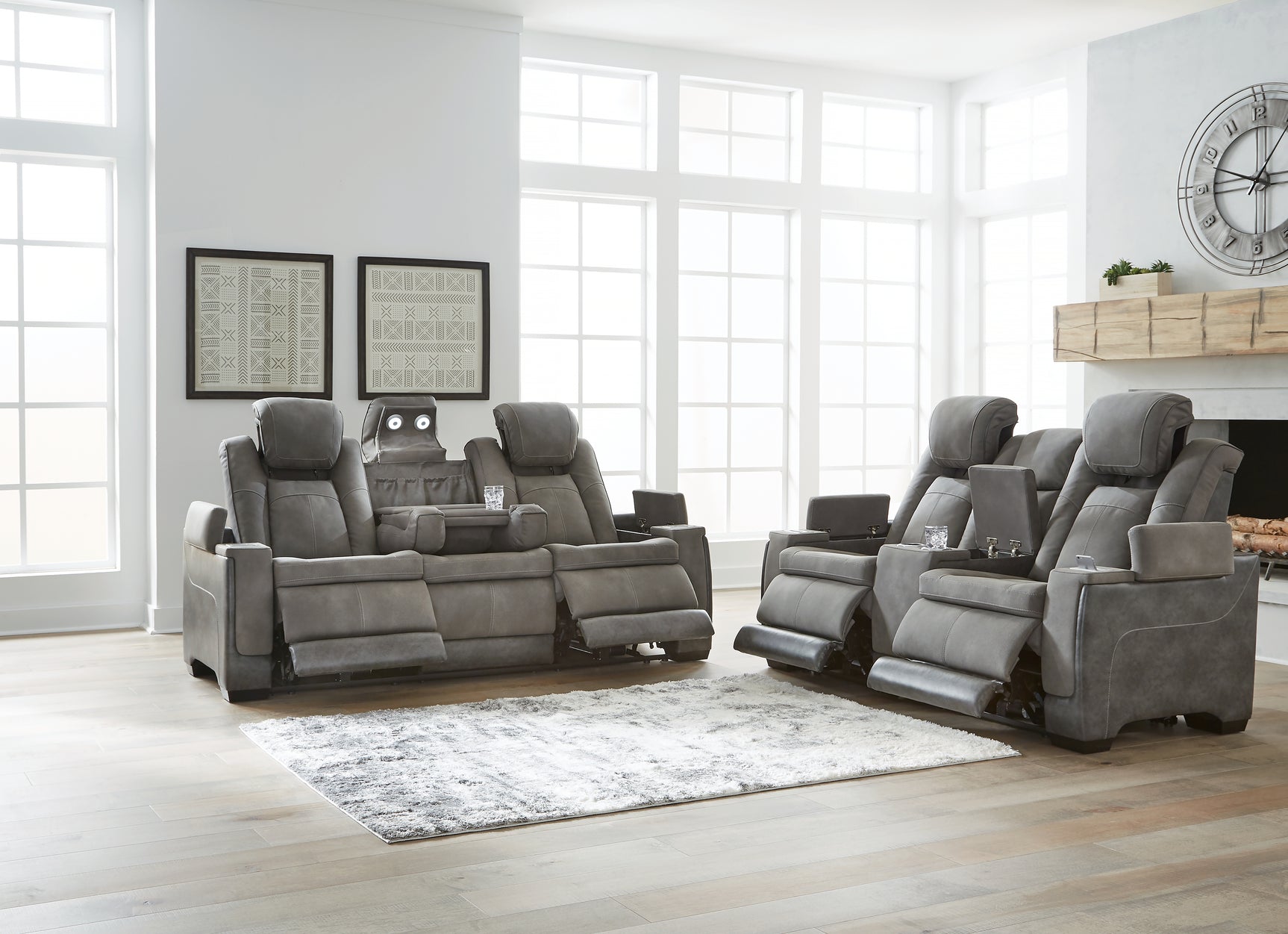 Adjustable headrest detail on loveseat