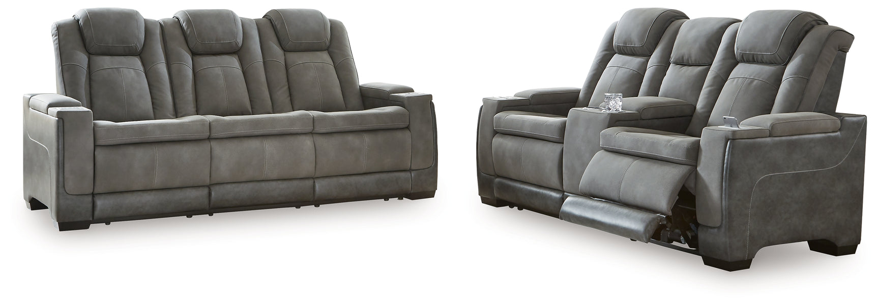 Powered reclining controls on armrest with USB and wireless charging ports