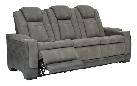 Next-Gen Durapella Slate Faux Leather Power Reclining Sofa closed front view