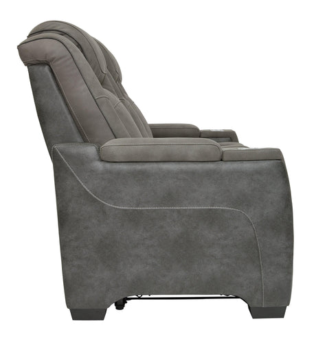 Next-Gen Durapella Slate Faux Leather Power Reclining Sofa back view