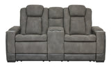 Next-Gen DuraPella Slate Faux Leather Power Reclining Loveseat with Console side view