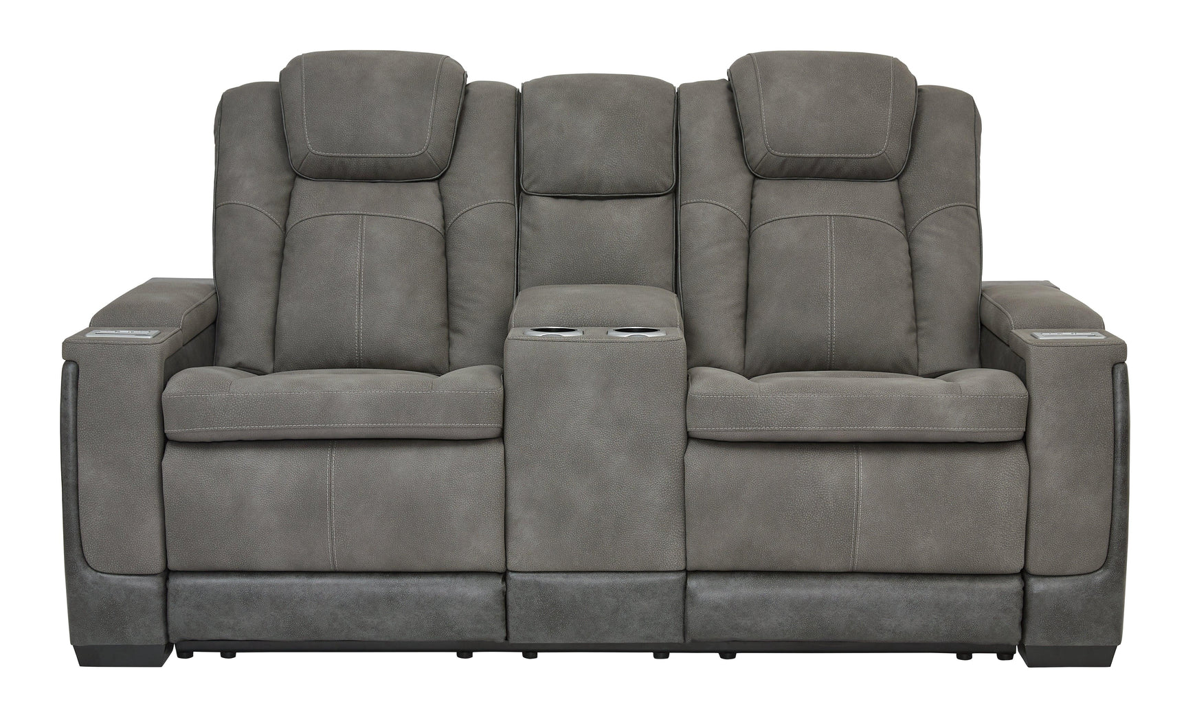 Next-Gen DuraPella Slate Faux Leather Power Reclining Loveseat with Console side view