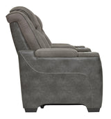 Next-Gen DuraPella Slate Faux Leather Power Reclining Loveseat with Console rear view