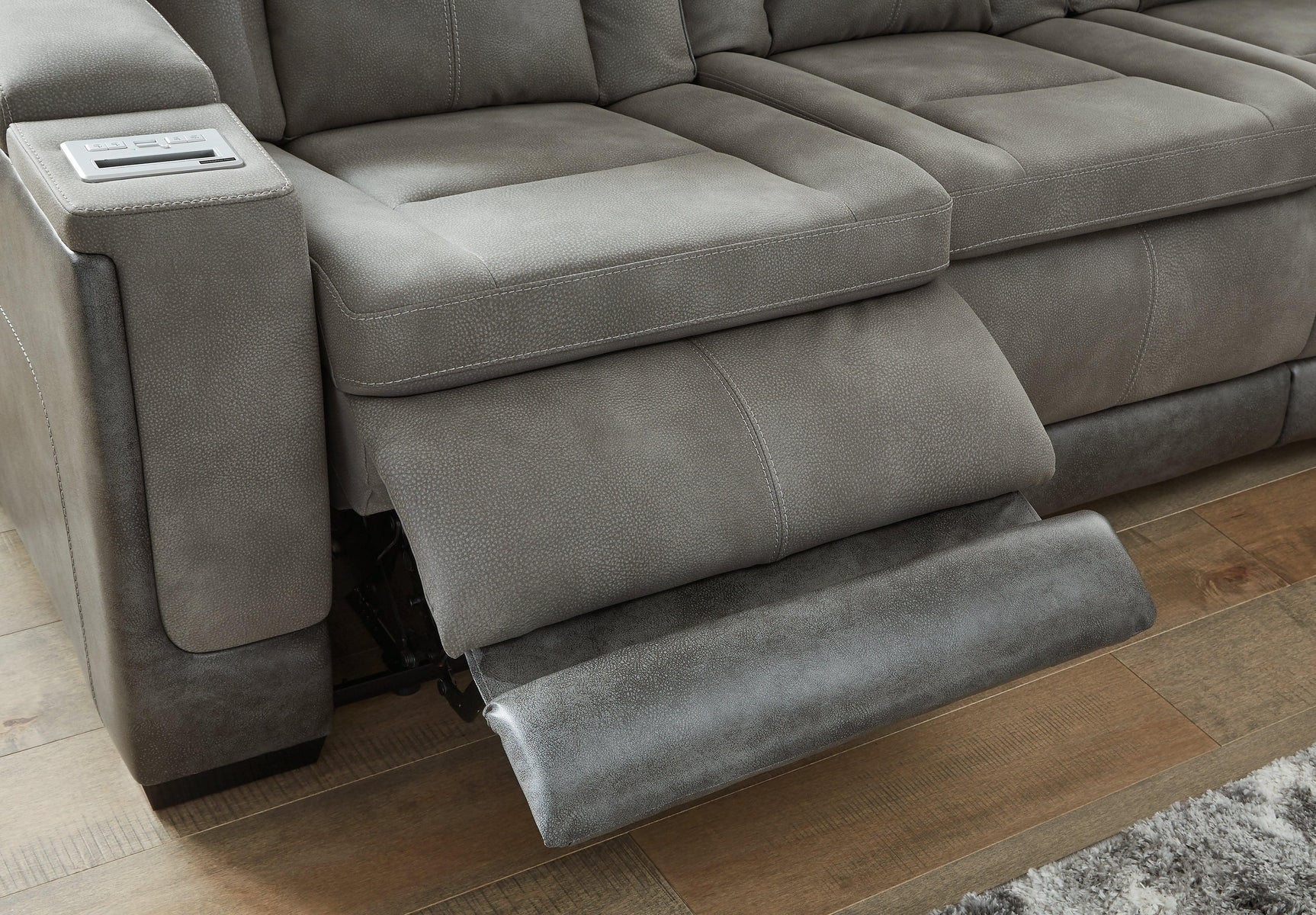 Next-gen Durapella Slate Faux Leather Power Reclining Sofa - Ella Furniture