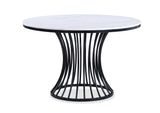 Room view of Hadley Light Gray Round Dining Table with 4 side chairs