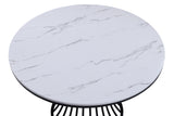 Detail view of Hadley Light Gray Round Dining Table surface and finish