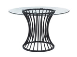 Room view showing Tracy glass top round table and chairs