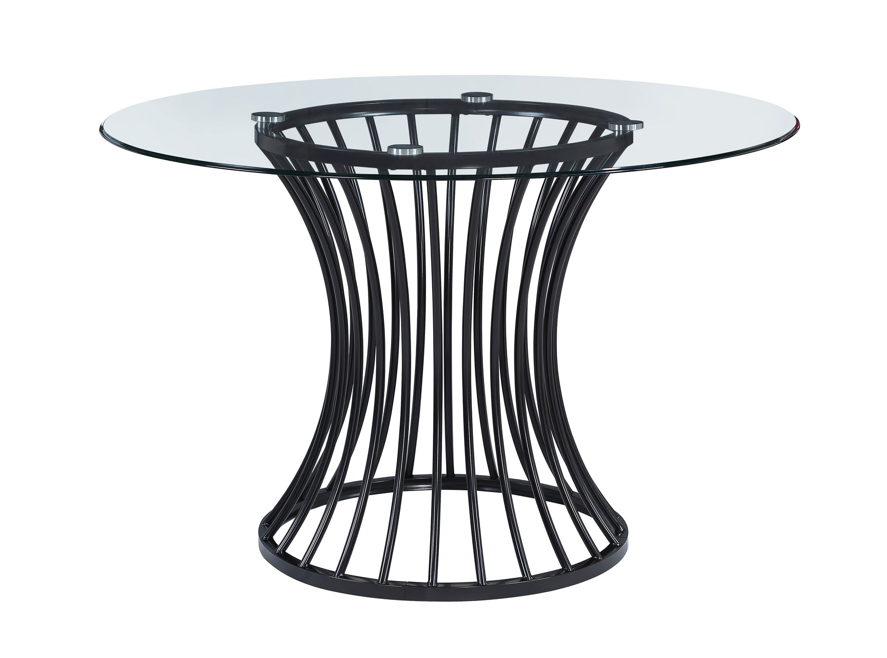 Room view showing Tracy glass top round table and chairs