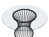 Detail of light gray glass tabletop on Tracy dining set