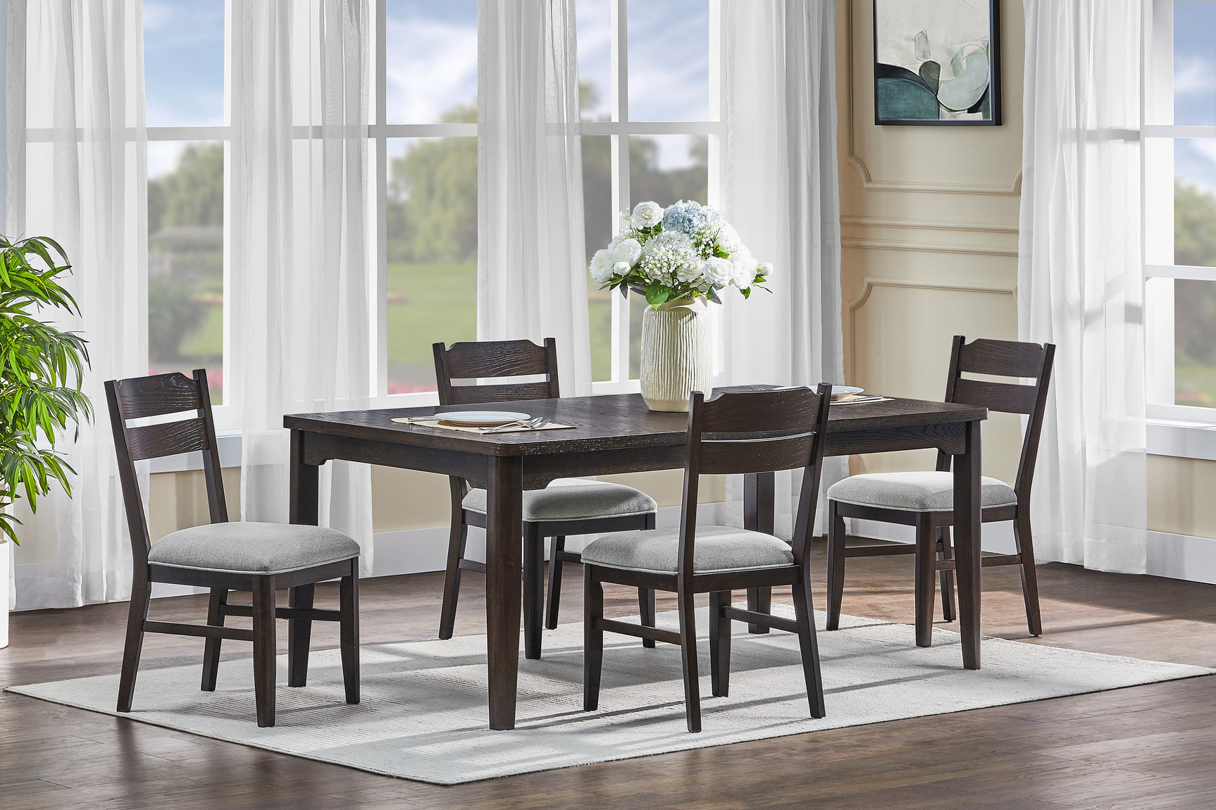 Room view of Higgins Dark Cherry Dining Room Set in a dining setting