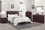 Seabright Cherry Faux Leather Bedroom Set main bed view