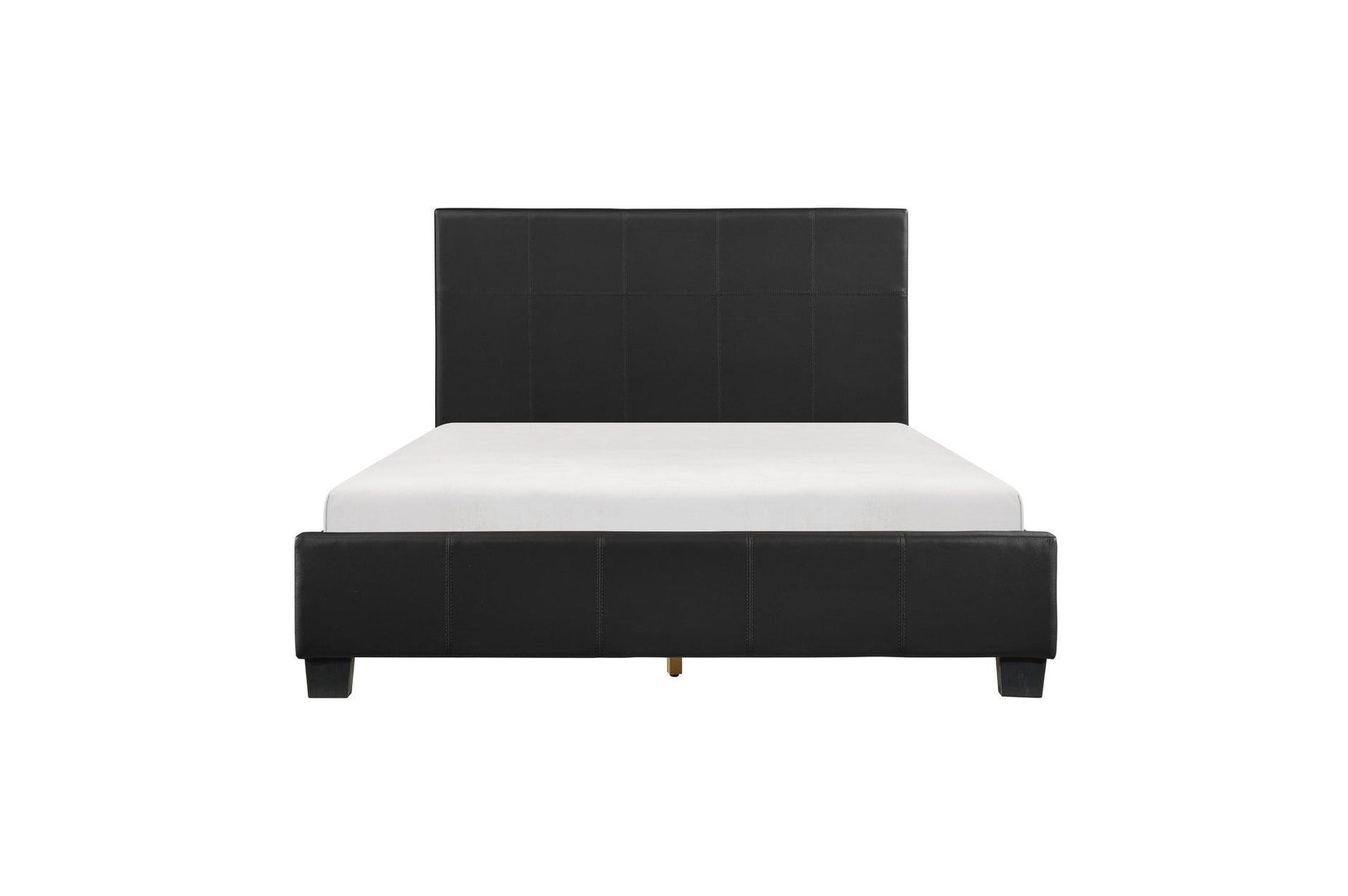 Lorenzi Black Faux Leather Upholstered Panel Bed side view
