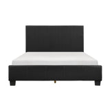 Lorenzi black faux leather upholstered queen panel bed front view