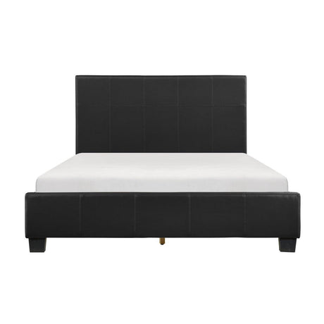 Lorenzi Black Faux Leather Full Platform Bed front angle