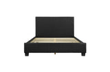 Bedroom view with Lorenzi Black Faux Leather Upholstered Panel Bed