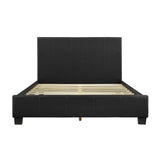 Angled front view of Lorenzi Black Faux Leather Upholstered King Platform Bed