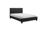 Lorenzi Black Faux Leather Upholstered Panel Bed close side view