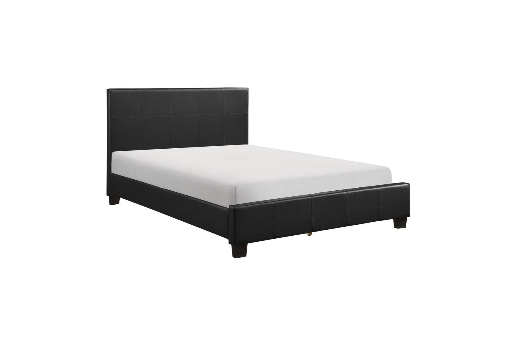 Lorenzi Black Faux Leather Upholstered Panel Bed close side view