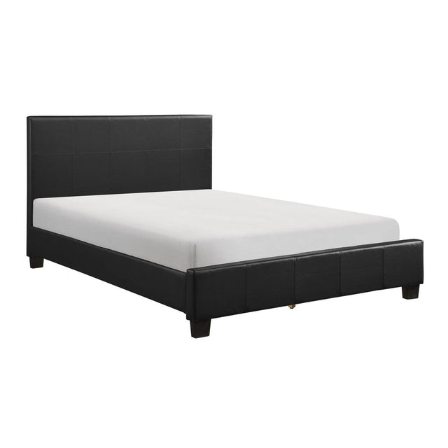 Side view of Lorenzi Black Faux Leather Upholstered King Platform Bed