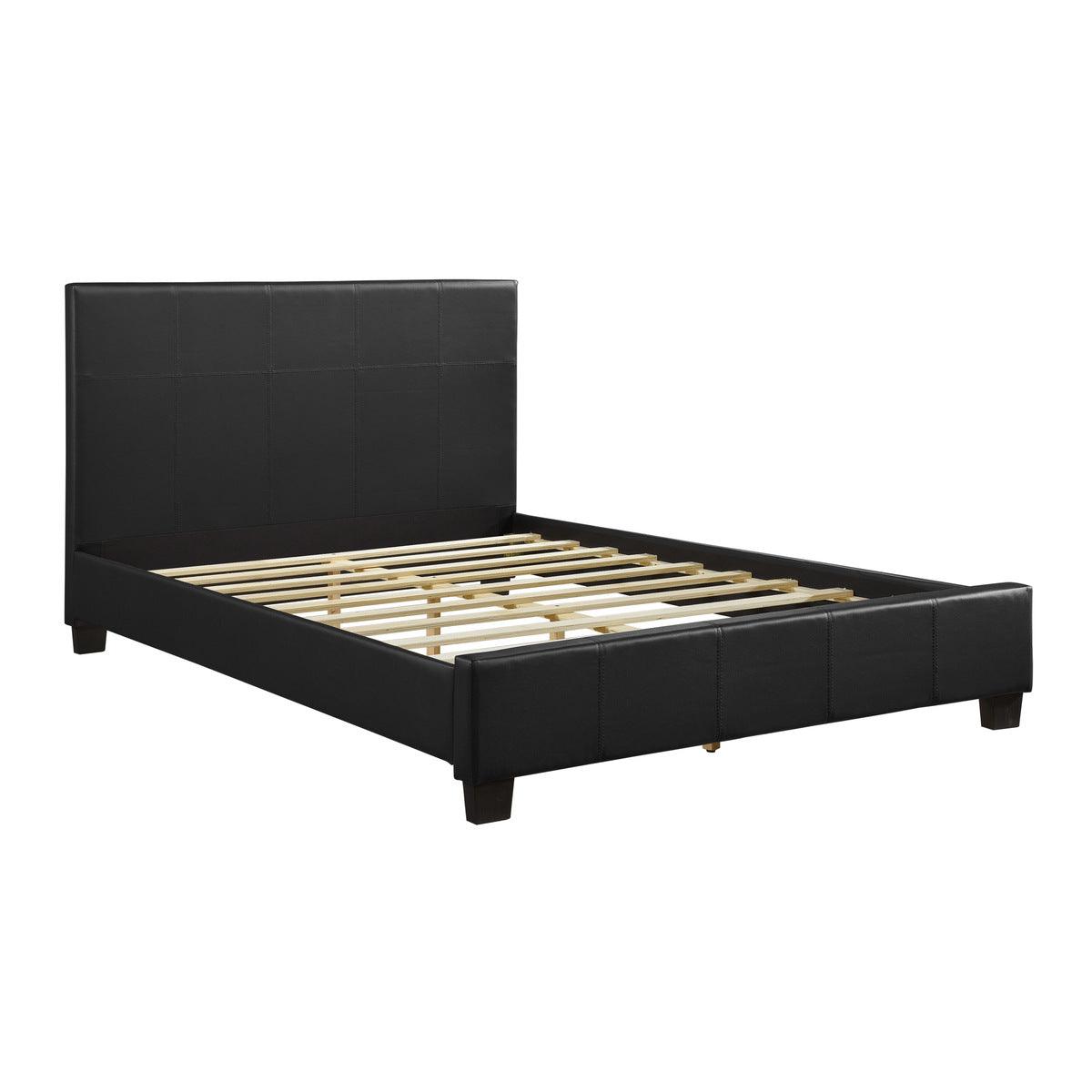 Lorenzi Black Faux Leather Full Platform Bed side angle