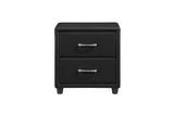 Front view of bed from Lorenzi Black Faux Leather Bedroom Set