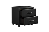Open view of Lorenzi Black Faux Leather Upholstered Panel Bed